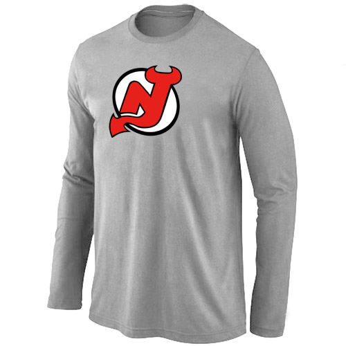 New Jersey Devils Big & Tall Logo L.Grey Long Sleeve T Shirt