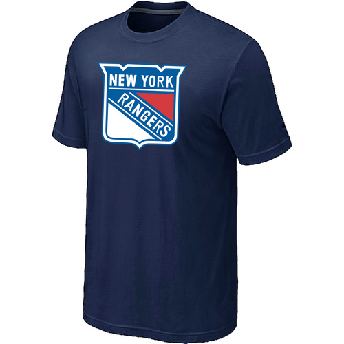 New York Rangers Big & Tall Logo D.Blue T Shirt - Click Image to Close