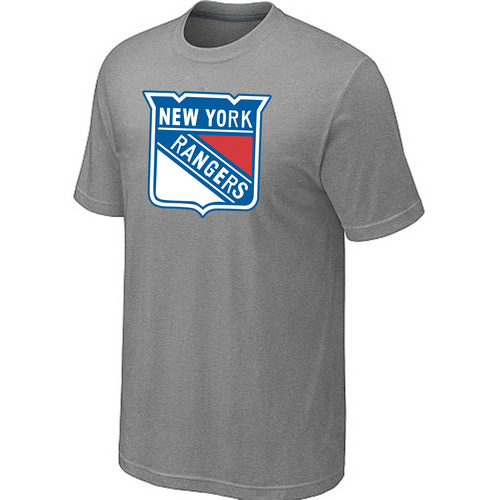 New York Rangers Big & Tall Logo L.Grey T Shirt - Click Image to Close