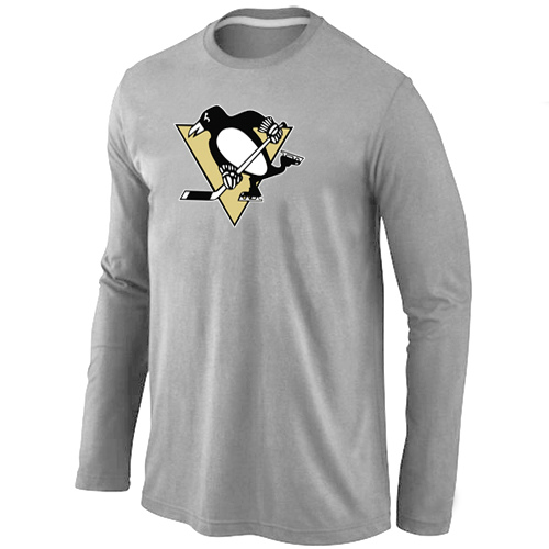 Pittsburgh Penguins Big & Tall Logo Grey Long Sleeve T Shirt