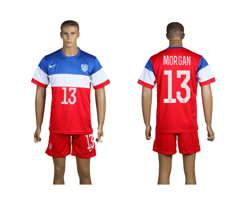 USA 13 Morgan 2014 World Cup Away Soccer Jersey
