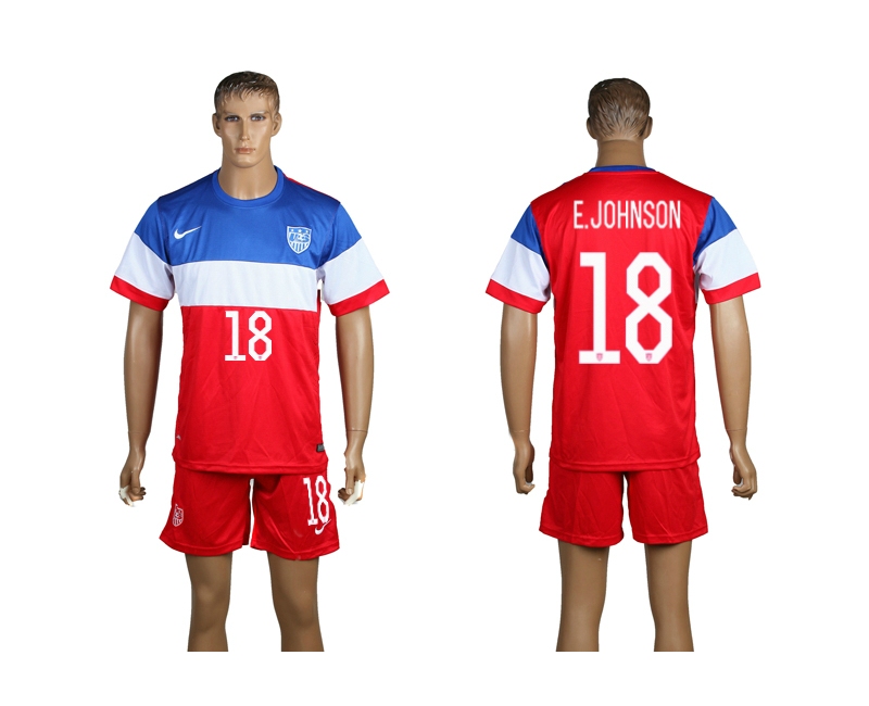 USA 18 E.Johnson 2014 World Cup Away Soccer Jersey