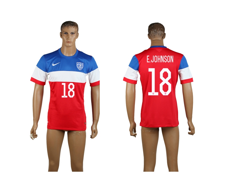 USA 18 E.Johnson 2014 World Cup Away Thailand Soccer Jersey USA 18 E.Johnson 2014 World Cup Away Thailand Soccer Jersey