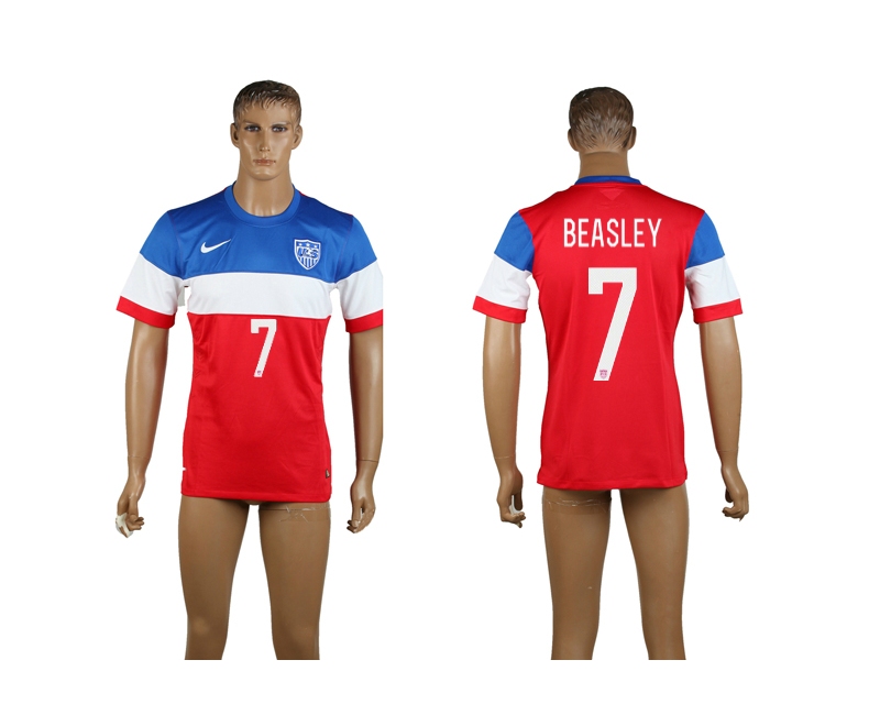 USA 7 Beasley 2014 World Cup Away Thailand Soccer Jersey