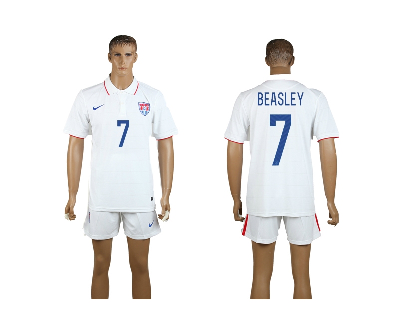USA 7 Beasley 2014 World Cup Home Soccer Jersey