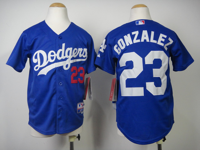 Dodgers 23 Gonzalez Blue Youth Jersey