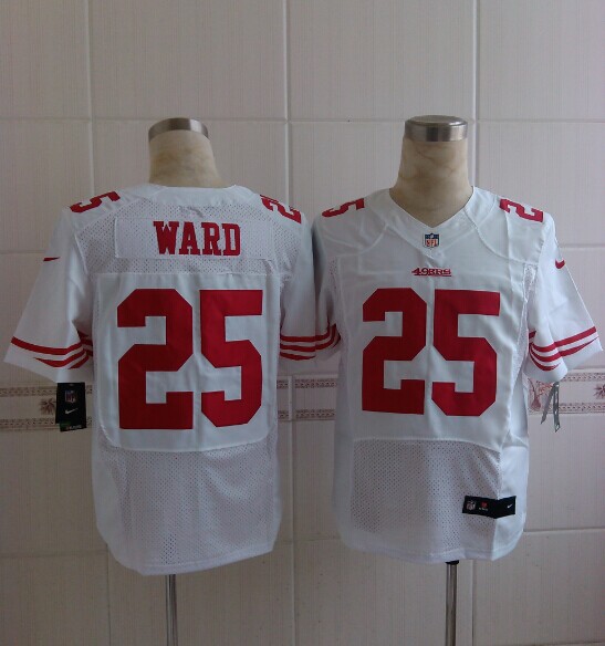 Nike 49ers 25 Ward White Elite Jerseys