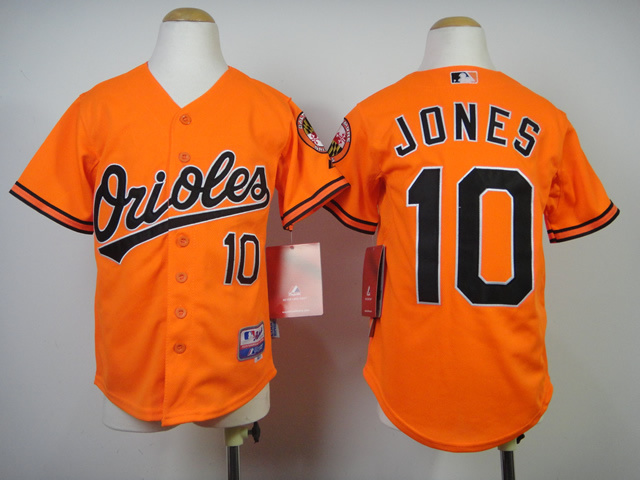 Orioles 10 Jones Orange Youth Jersey - Click Image to Close