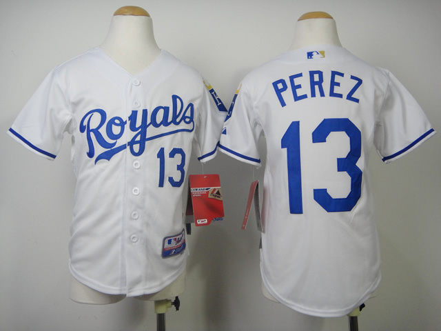 Royals 13 Perez White Youth Jersey