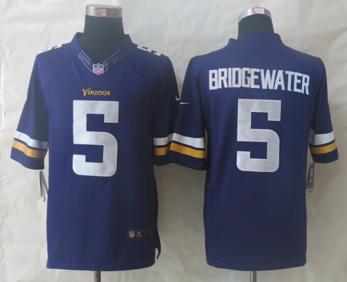 Nike Vikings 5 Bridgewater Purple Limited Jerseys
