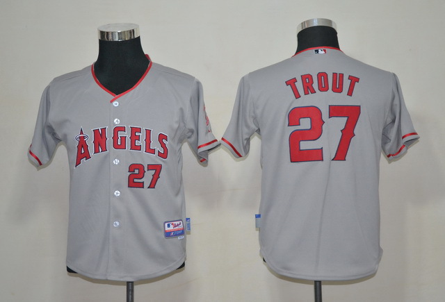 Angels 27 Trout Grey Youth Jersey