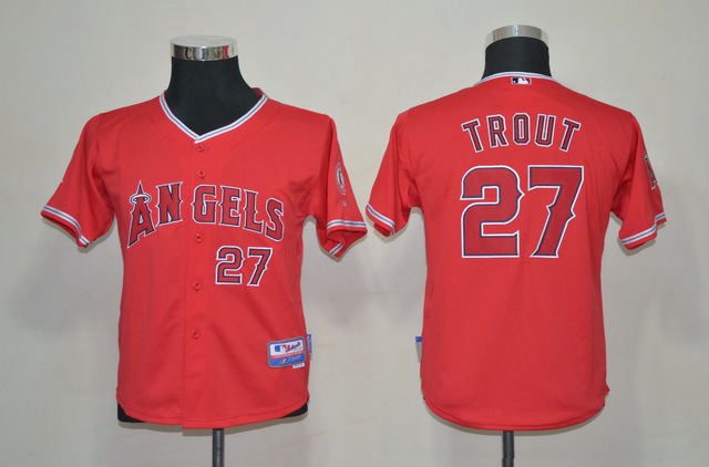 Angels 27 Trout Red Youth Jersey