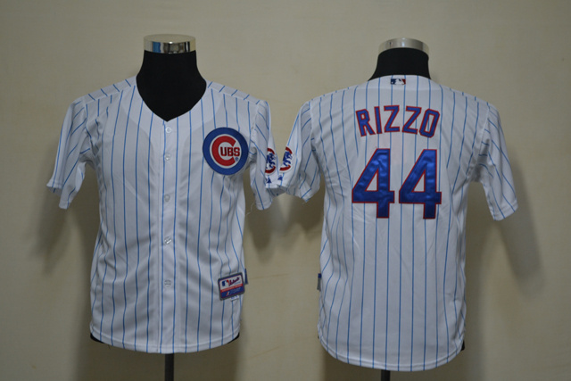 Cubs 44 Rizzo White Youth Jersey - Click Image to Close