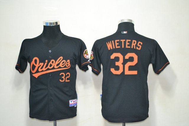 Orioles 32 Wieters Black Youth Jersey - Click Image to Close