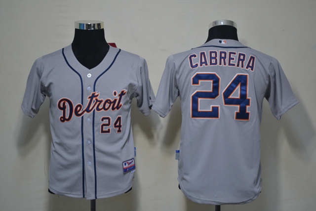 Tigers 24 Cabrera Grey Youth Jersey