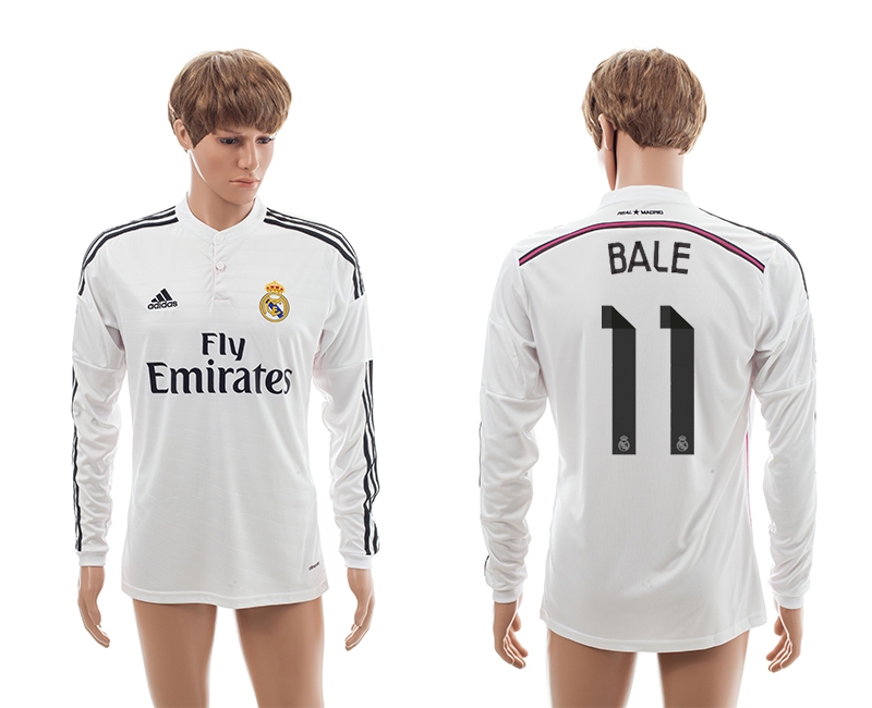 2014-15 Real Madrid 11 Bale Home Long Sleeve Thailand Jerseys