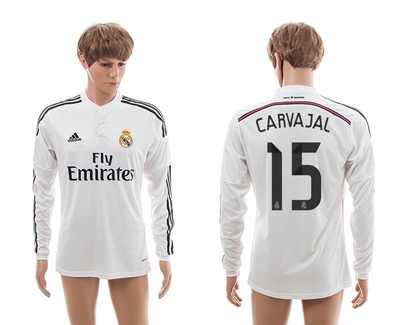 2014-15 Real Madrid 15 Carvajal Home Long Sleeve Thailand Jerseys