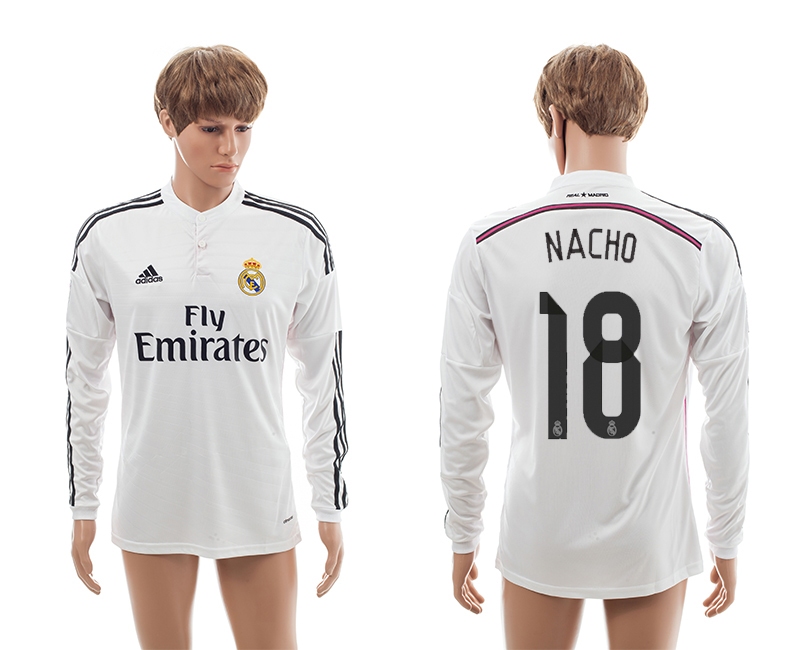2014-15 Real Madrid 18 Nacho Home Long Sleeve Thailand Jerseys