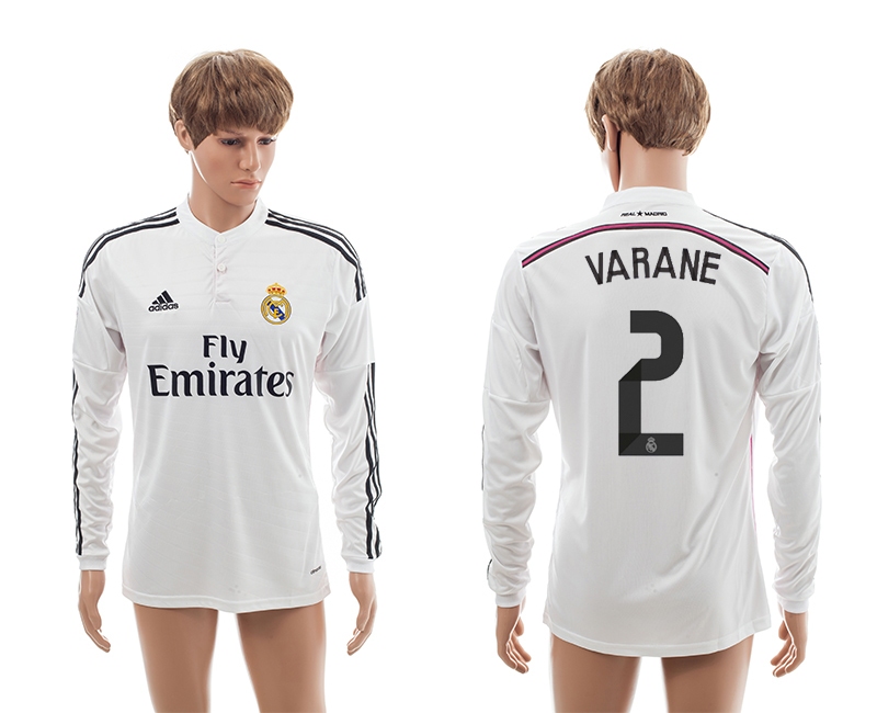 2014-15 Real Madrid 2 Varane Home Long Sleeve Thailand Jerseys