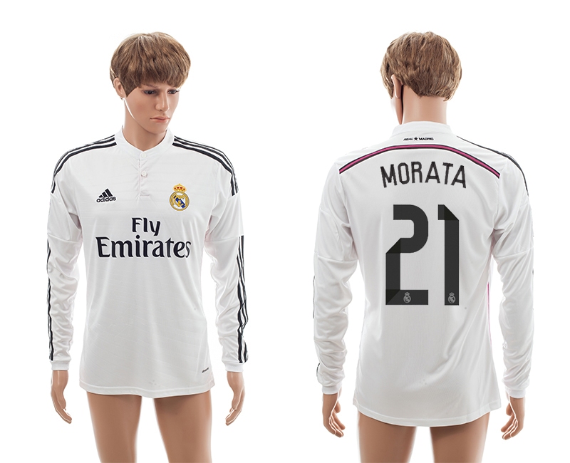 2014-15 Real Madrid 21 Morata Home Long Sleeve Thailand Jerseys