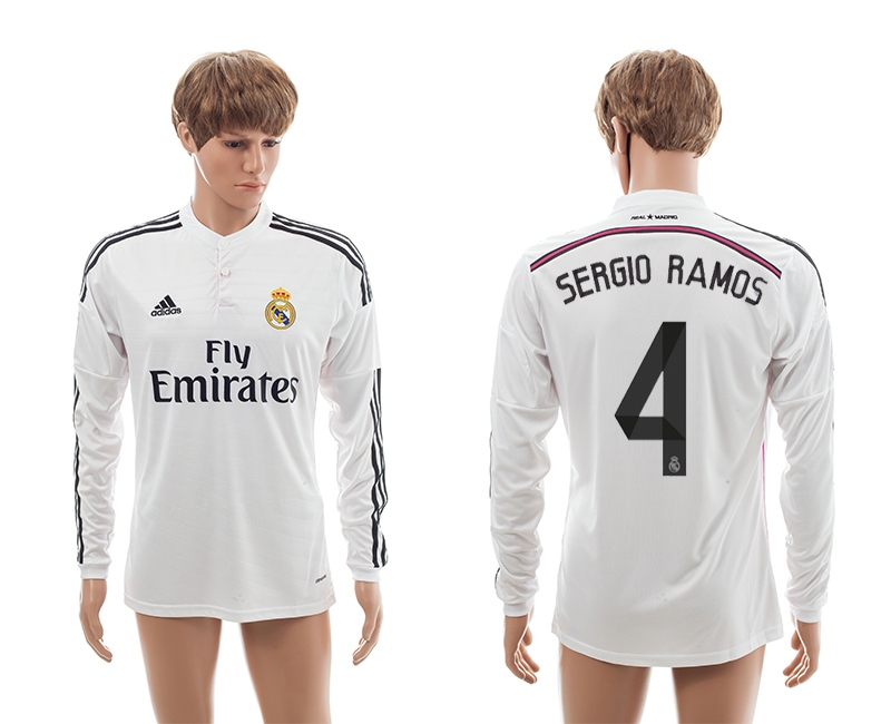 2014-15 Real Madrid 4 Sergio Ramos Home Long Sleeve Thailand Jerseys