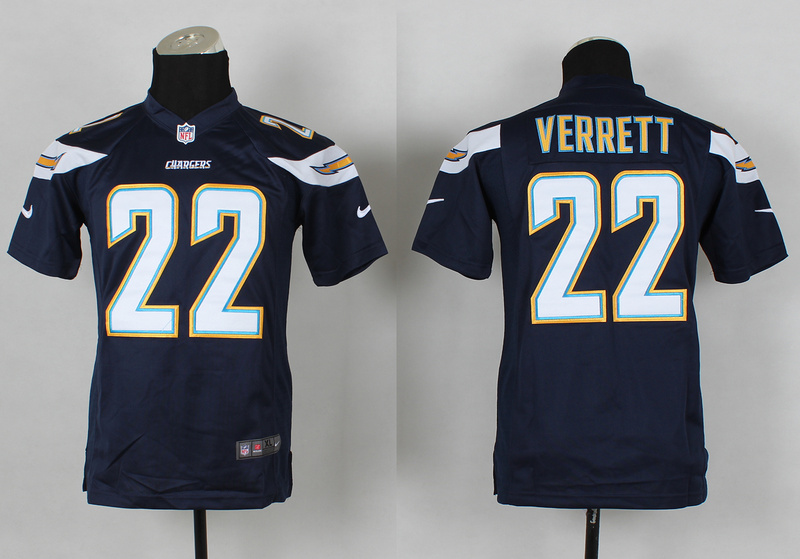 Nike Chargers 22 Verrett Navy Blue Youth Jerseys
