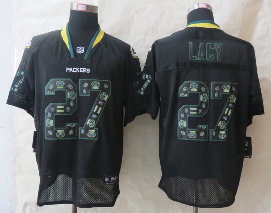 Nike Packers 27 Lacy Lights Out Lights Out Black Elite Jerseys