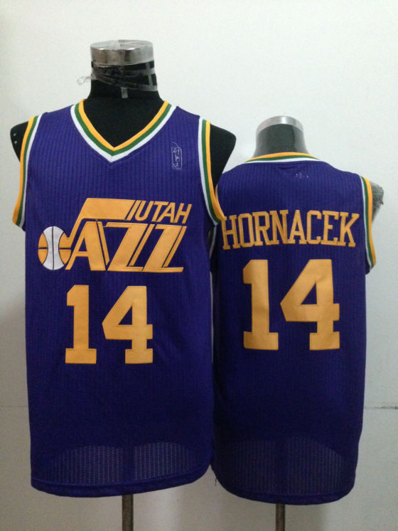 Jazz 14 Hornacek Purple Jerseys