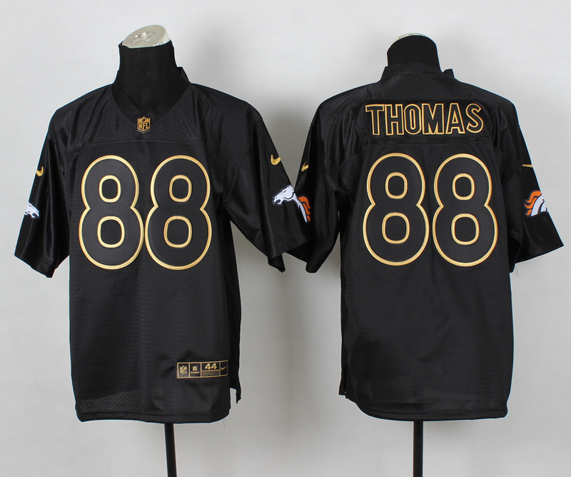 Nike Broncos 88 Thomas Black Elite 2014 Pro Gold Lettering Fashion Jerseys