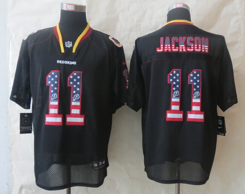 Nike Redskins 11 Jackson USA Flag Fashion Black Elite Jerseys