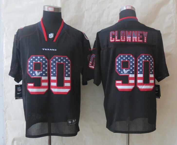 Nike Texans 90 Clowney USA Flag Fashion Black Elite Jerseys