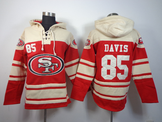 Nike 49ers 85 Vernon Davis Red All Stitched Hooded Sweatshirt