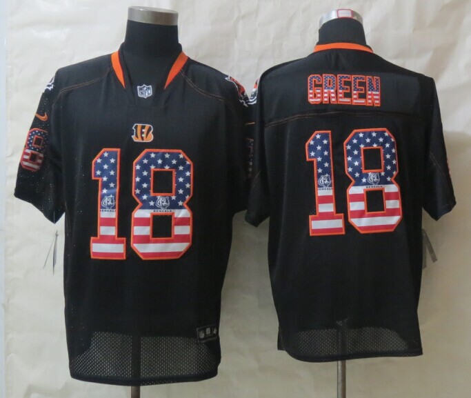 Nike Bengals 18 Green USA Flag Fashion Black Elite Jerseys Nike Bengals 18 Green USA Flag Fashion Black Elite Jerseys