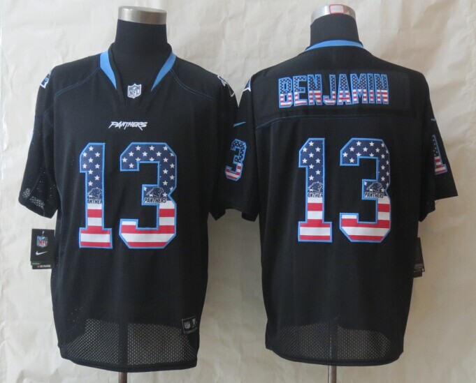 Nike Panthers 13 Benjamin USA Flag Fashion Black Elite Jerseys