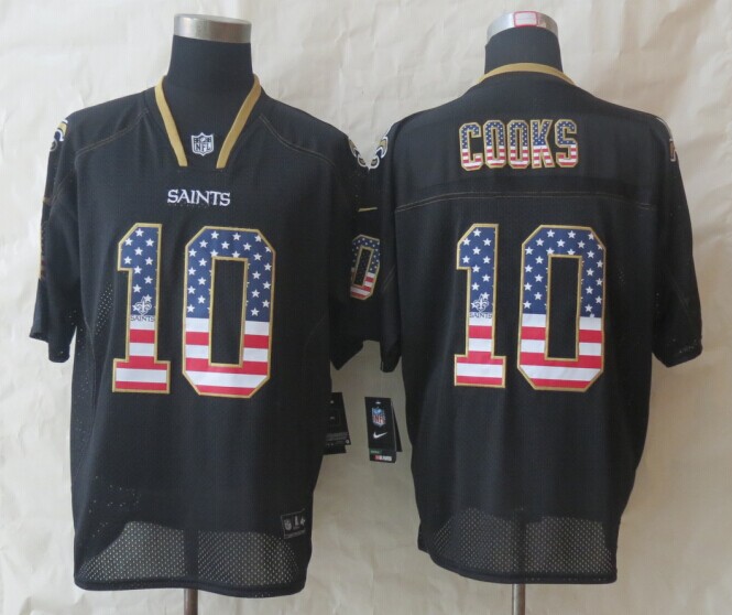 Nike Saints 10 Cooks USA Flag Fashion Black Elite Jerseys