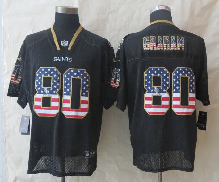 Nike Saints 80 Graham USA Flag Fashion Black Elite Jerseys Nike Saints 80 Graham USA Flag Fashion Black Elite Jerseys