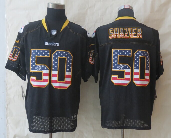 Nike Steelers 50 Shazier USA Flag Fashion Black Elite Jerseys