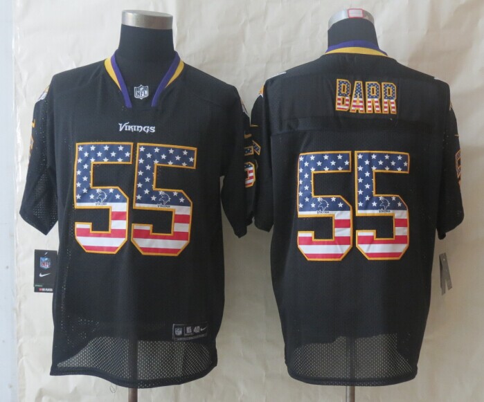 Nike Vikings 55 Barr USA Flag Fashion Black Elite Jerseys