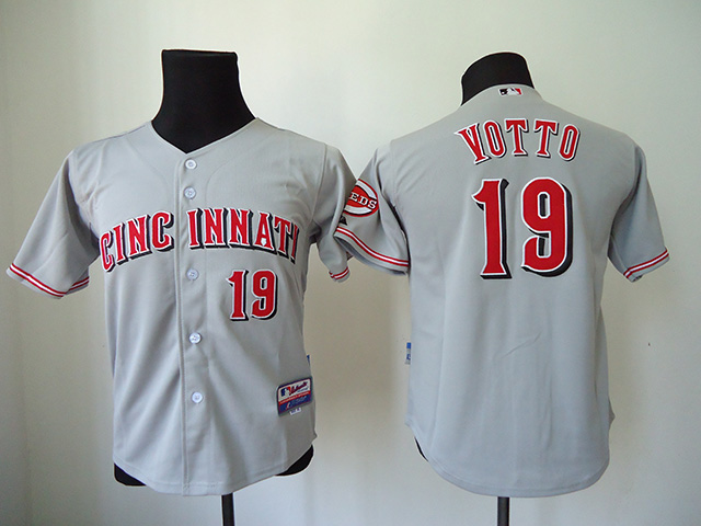 Reds 19 Votto Grey Youth Jersey - Click Image to Close