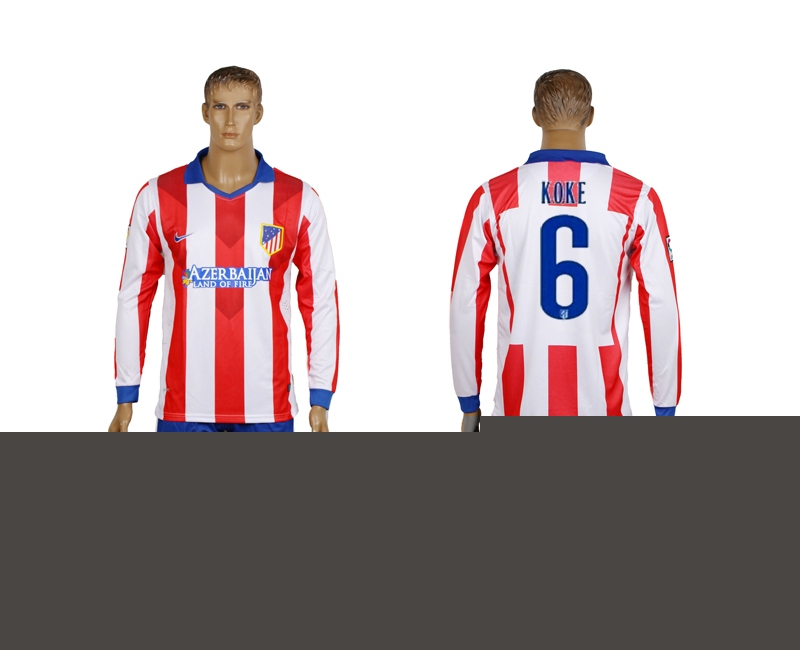 2014-15 Atletico Madrid 6 Koke Home Long Sleeve Jerseys