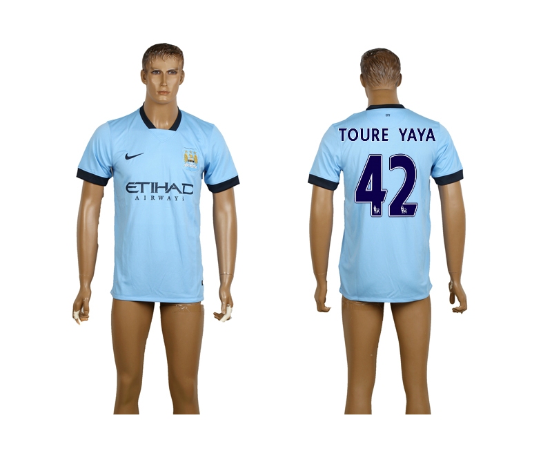 2014-15 Manchester City 42 Toure Yaya Home Thailand Jerseys