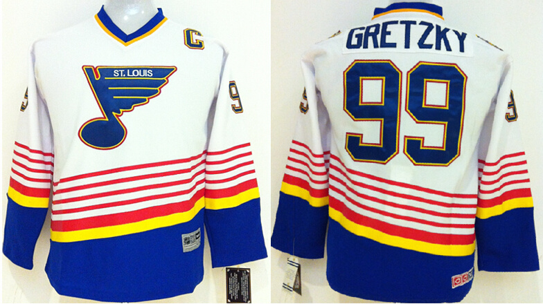 Blues 99 Gretzky White Youth Jersey