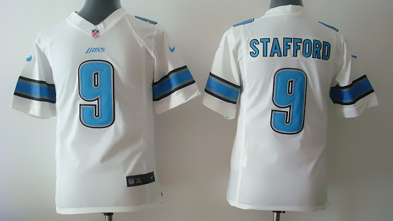 Nike Lions 9 Stafford White Youth Jerseys