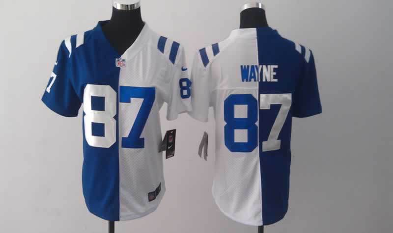 Nike Colts 87 Wayne Blue And White Split Women Jerseys