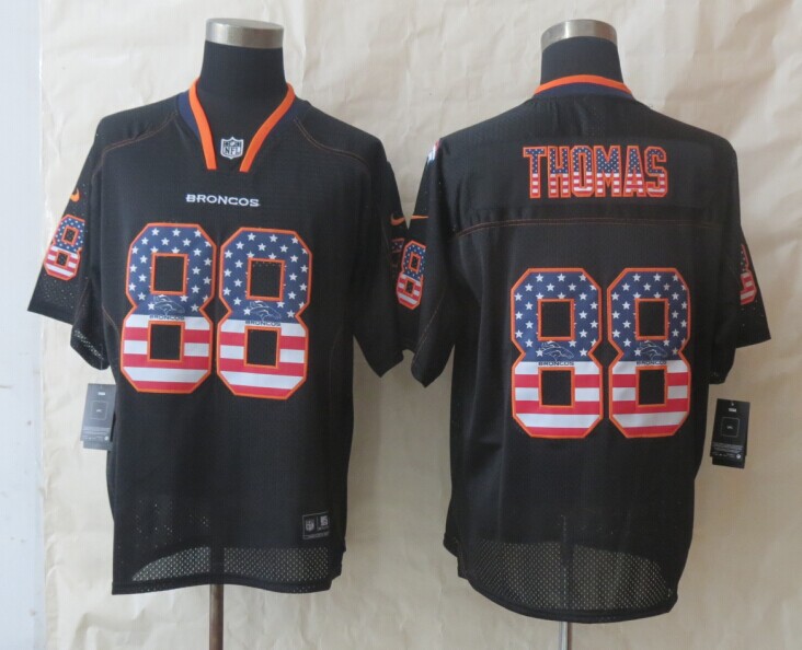 Nike Broncos 88 Thomas USA Flag Fashion Black Elite Jerseys
