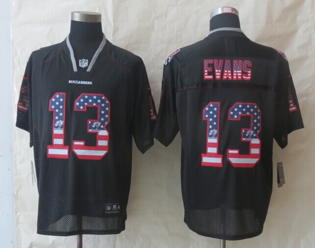 Nike Buccaneers 13 Evans USA Flag Fashion Black Elite Jerseys