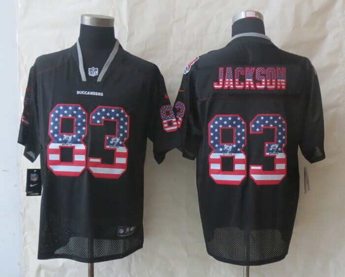 Nike Buccaneers 83 Jackson USA Flag Fashion Black Elite Jerseys