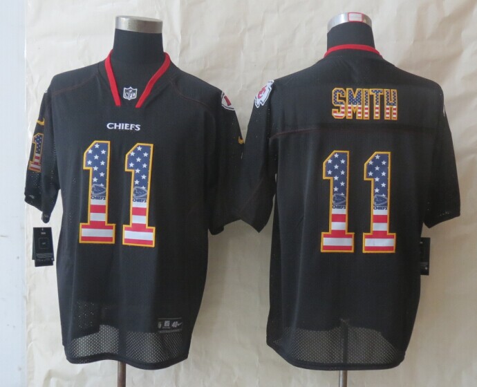 Nike Chiefs 11 Smith USA Flag Fashion Black Elite Jerseys