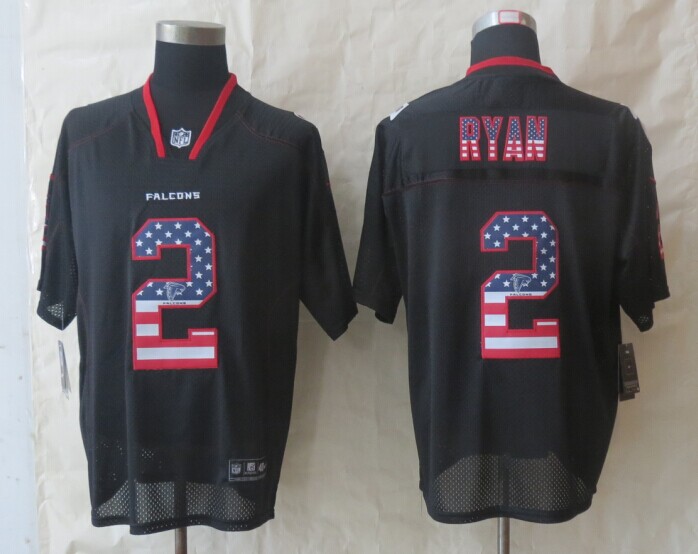 Nike Falcons 2 Ryan USA Flag Fashion Black Elite Jerseys