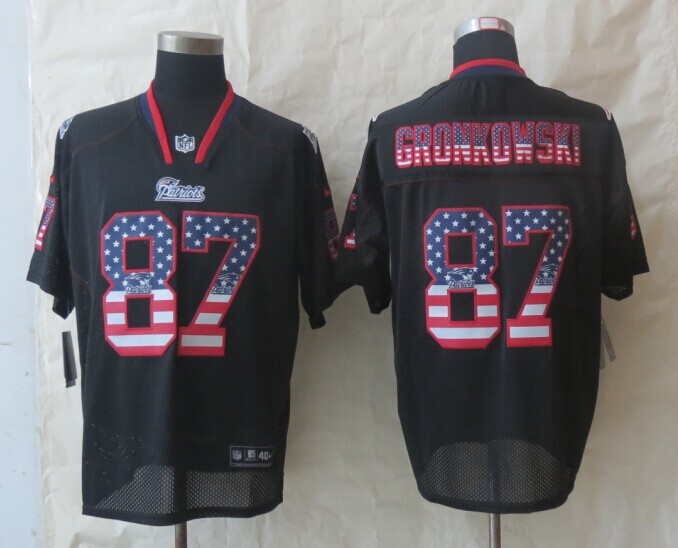 Nike Patriots 87 Gronkowski USA Flag Fashion Black Elite Jerseys